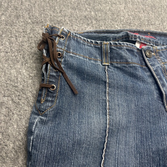 Vintage Y2K Lace Up Hip Jeans 29 Low Rise Flare Bell Bottoms Bebe Tie Side - Picture 3 of 12
